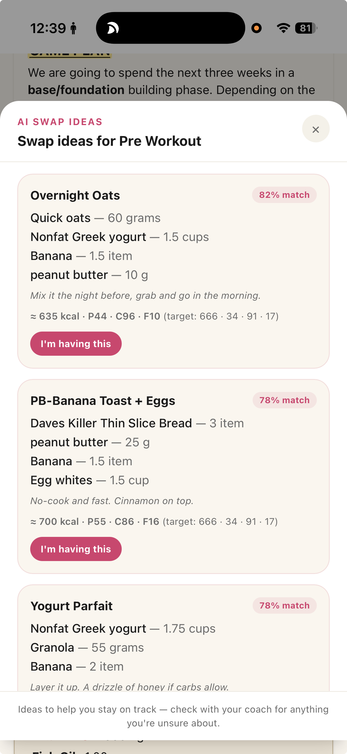 AI meal alternatives ranked against the prescribed meal